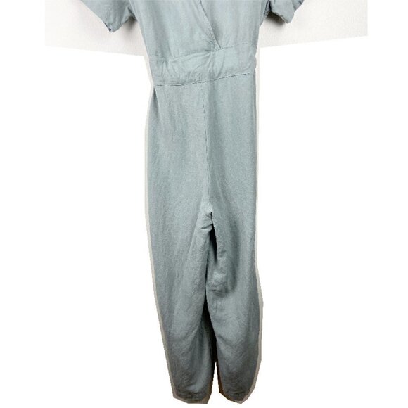 LE LIS | Sage Green Short Sleeve Jumpsuit Drawstring Waist Wide Leg Small - Picture 6 of 11